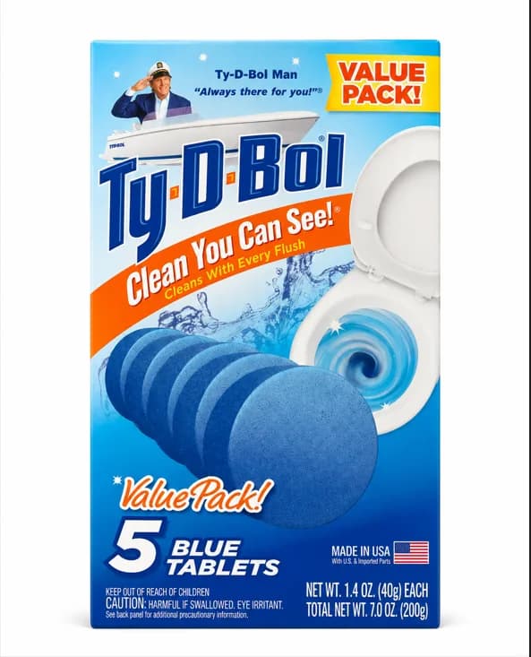 Ty-D-Bol Blue Tablets, Value Pack (5 Tablets) by Ty-D-Bol